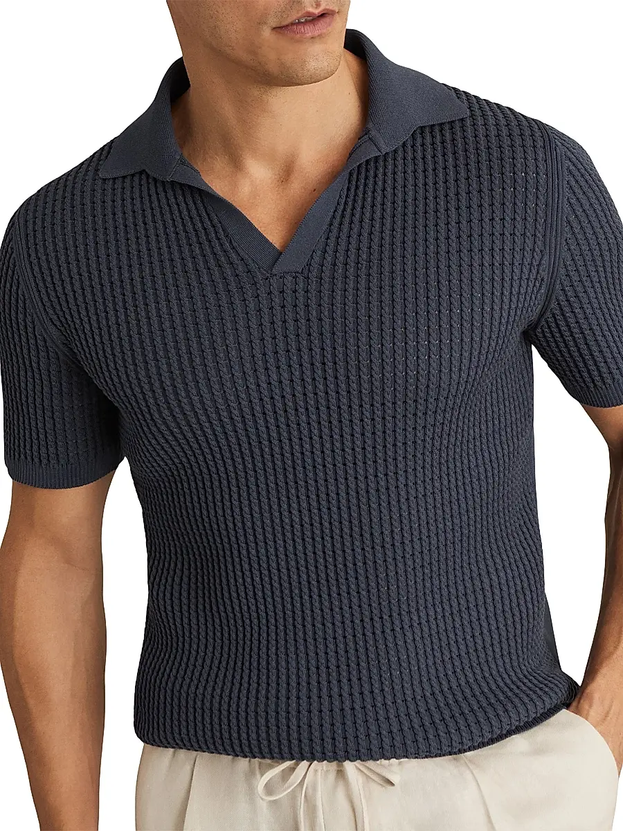 Reiss Men's Merit Waffle Johnny Polo Shirt | Thumbnail 3 Reiss Men's Merit Waffle Johnny Polo Shirt | Thumbnail 3