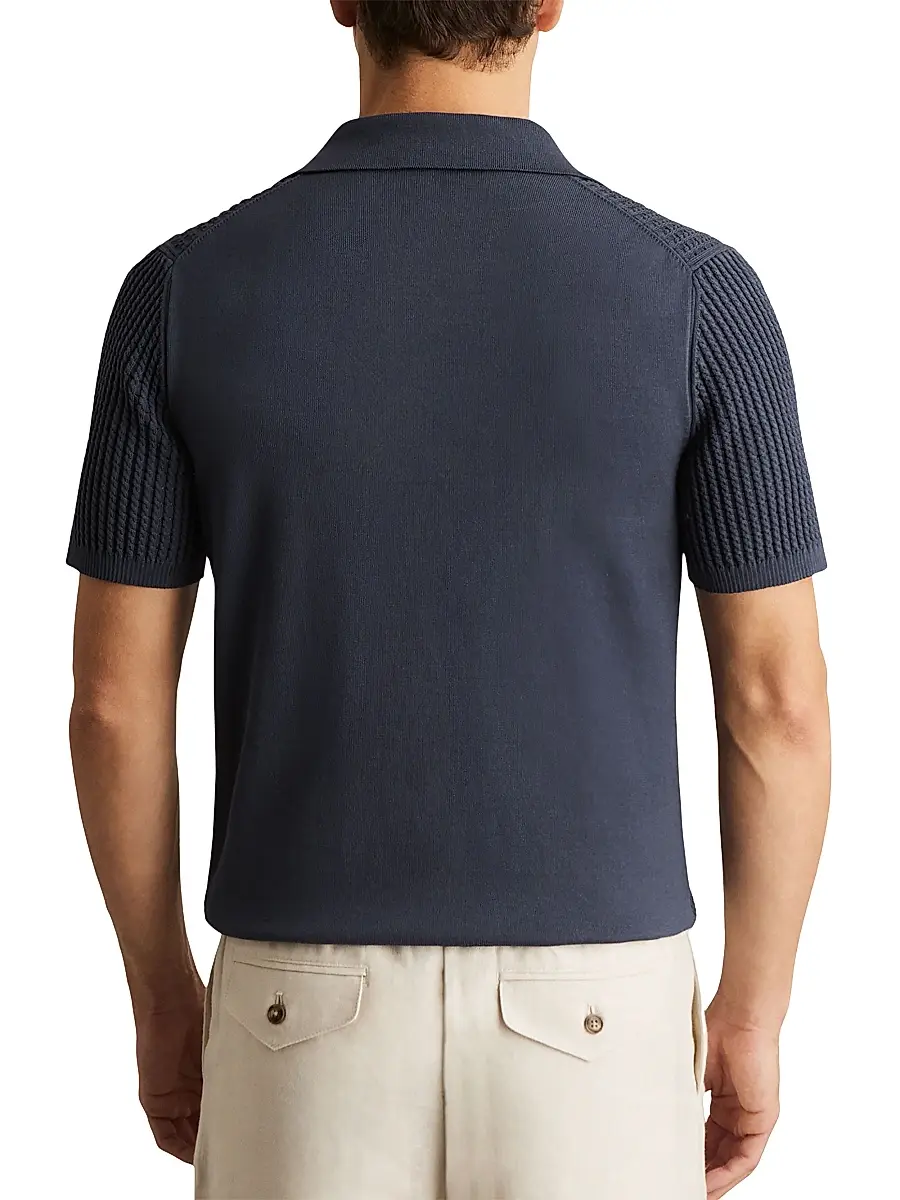 Reiss Men's Merit Waffle Johnny Polo Shirt | Thumbnail 4 Reiss Men's Merit Waffle Johnny Polo Shirt | Thumbnail 4