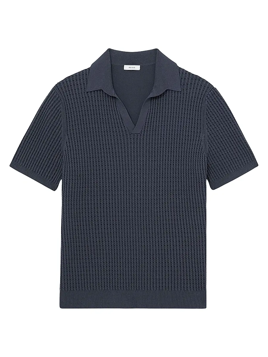 Reiss Men's Merit Waffle Johnny Polo Shirt