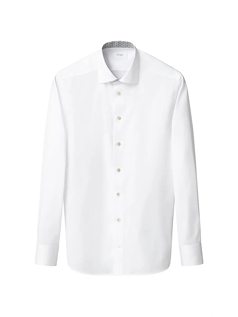 Eton Men's Contemporary-Fit Solid Cotton Twill Shirt - White | Thumbnail 2