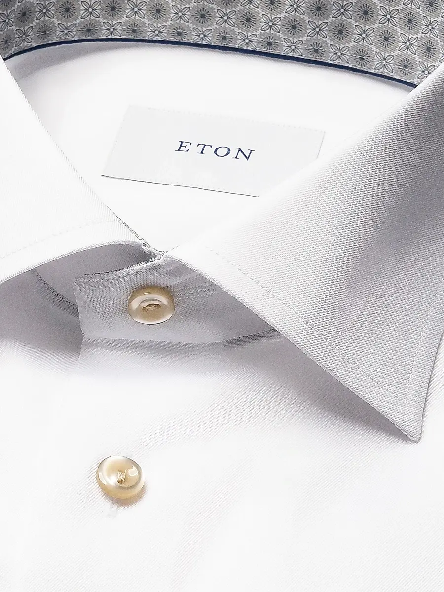 Eton Men's Contemporary-Fit Solid Cotton Twill Shirt - White | Thumbnail 3