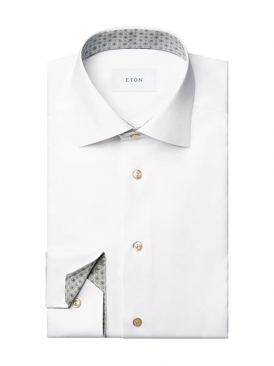 Eton Men's Contemporary-Fit Solid Cotton Twill Shirt - White | Image 1 Eton Men's Contemporary-Fit Solid Cotton Twill Shirt - White | Image 1