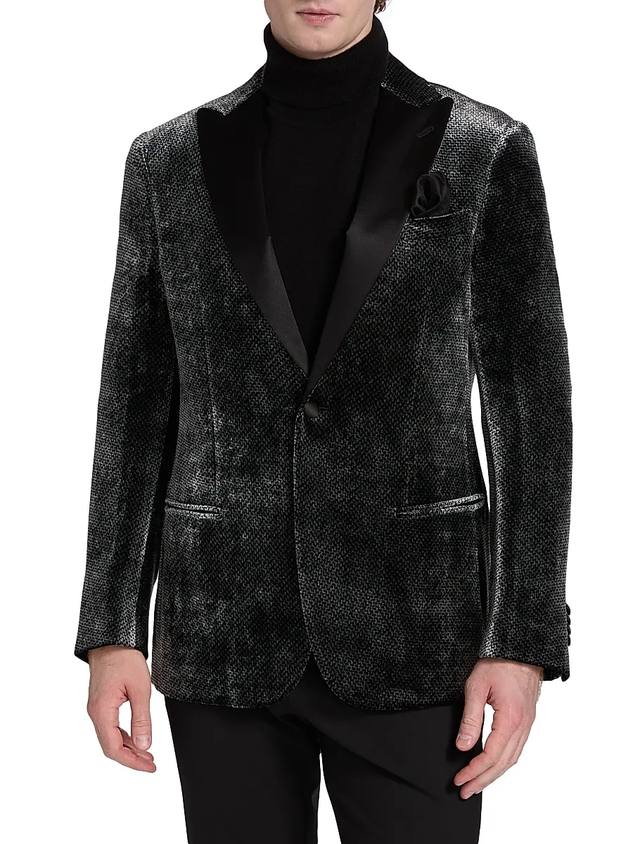 Giorgio Armani Men's Textured Velvet Dinner Jacket | Thumbnail 3 Giorgio Armani Men's Textured Velvet Dinner Jacket | Thumbnail 3