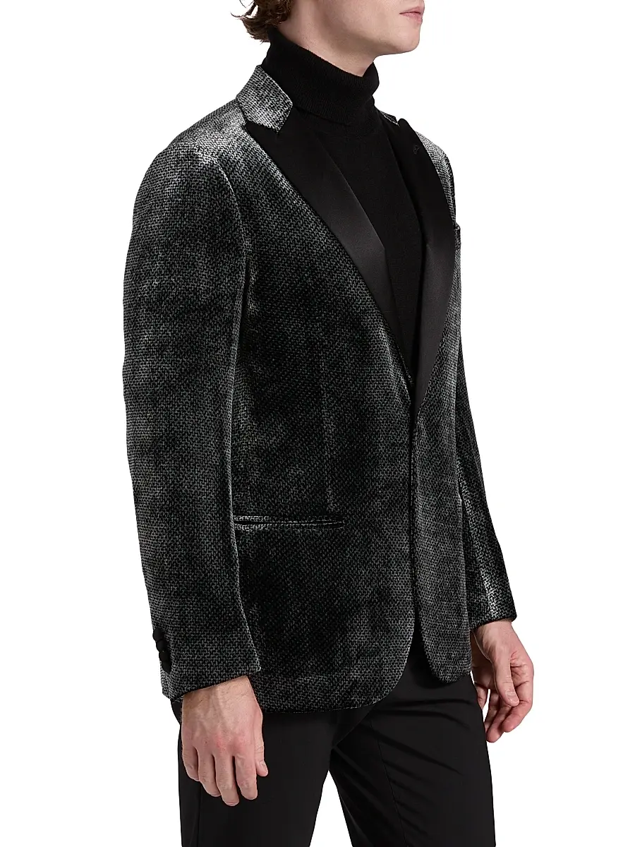 Giorgio Armani Men's Textured Velvet Dinner Jacket | Thumbnail 4 Giorgio Armani Men's Textured Velvet Dinner Jacket | Thumbnail 4