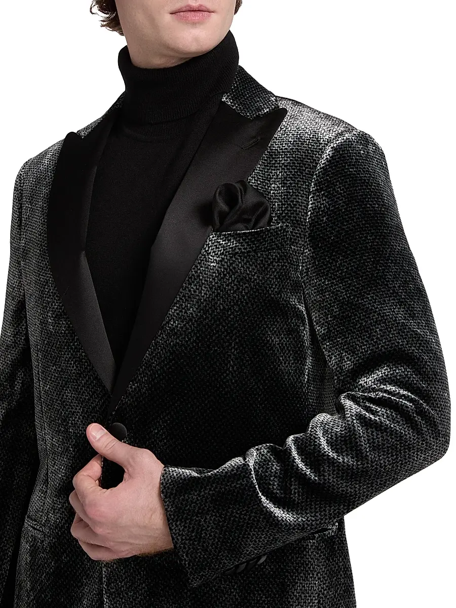 Giorgio Armani Men's Textured Velvet Dinner Jacket | Thumbnail 6 Giorgio Armani Men's Textured Velvet Dinner Jacket | Thumbnail 6