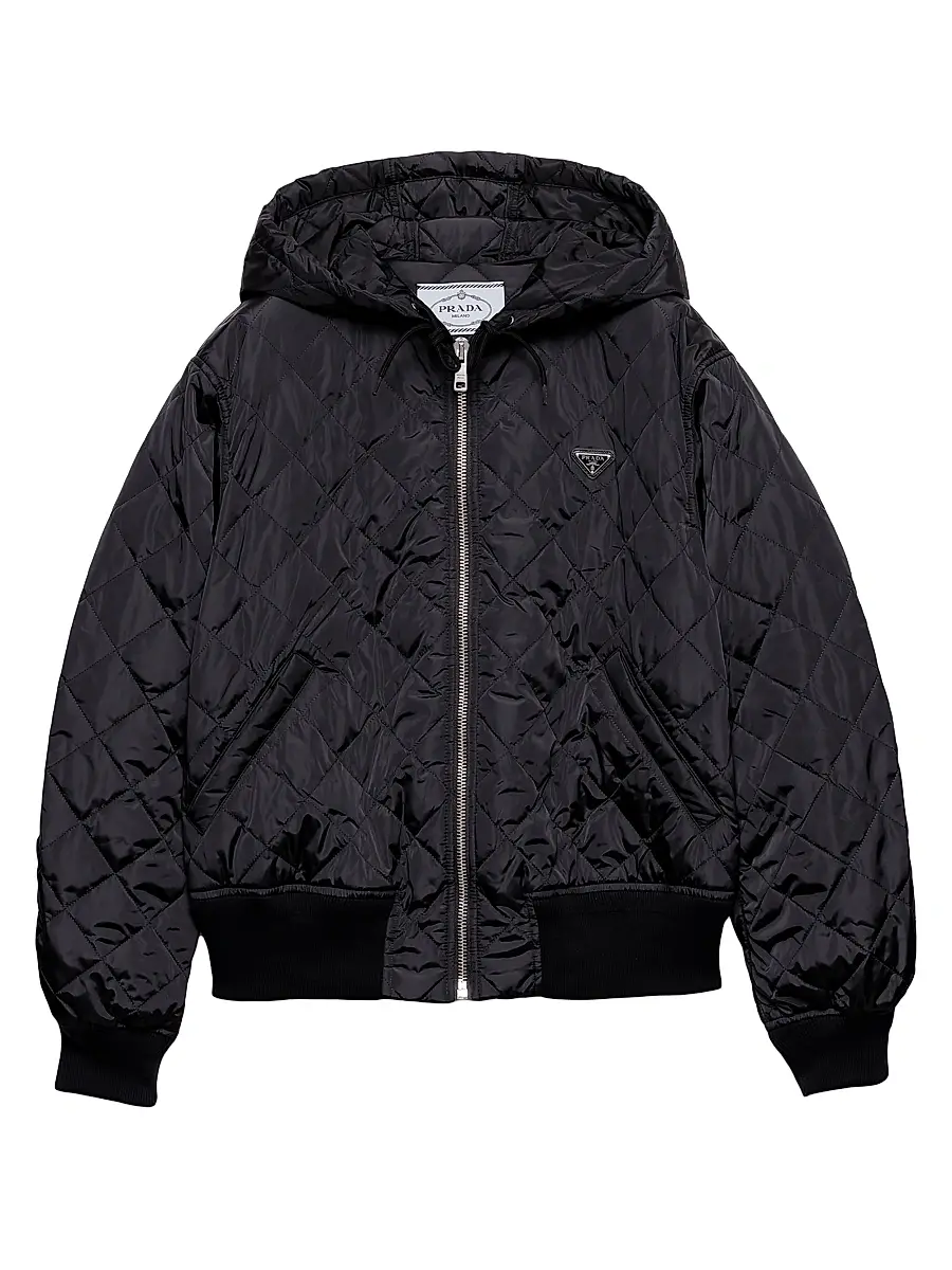 Prada Women's Lightweight Quilted Re-Nylon Jacket - Navy Blue | Image 1 Prada Women's Lightweight Quilted Re-Nylon Jacket - Navy Blue | Image 1