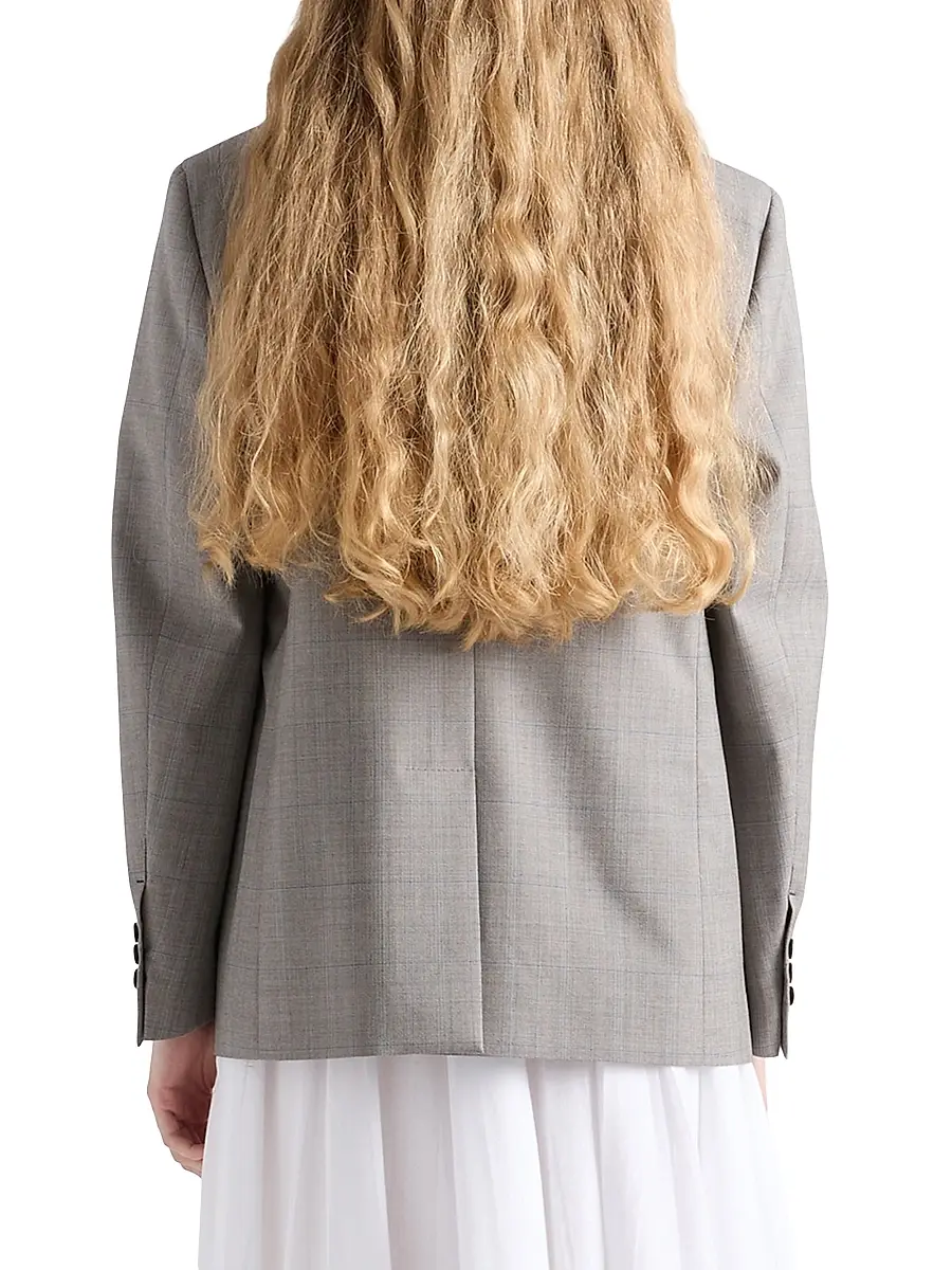 Prada Women's Single-Breasted Checked Grisaille Jacket | Thumbnail 3