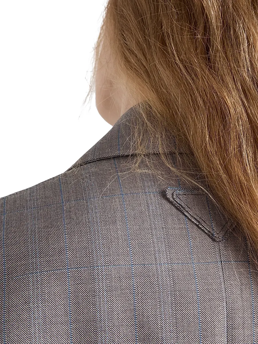 Prada Women's Single-Breasted Checked Grisaille Jacket | Thumbnail 6