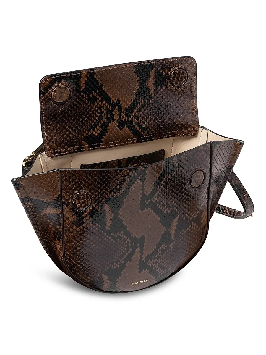 Wandler Women's Mini Hortensia Pytthon-Embossed-Leather Top Handle Bag - Brown Python | Thumbnail 2