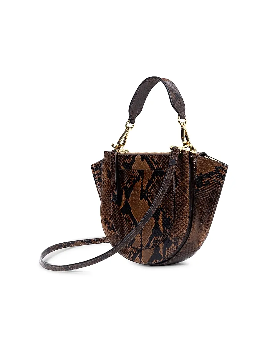 Wandler Women's Mini Hortensia Pytthon-Embossed-Leather Top Handle Bag - Brown Python | Thumbnail 3