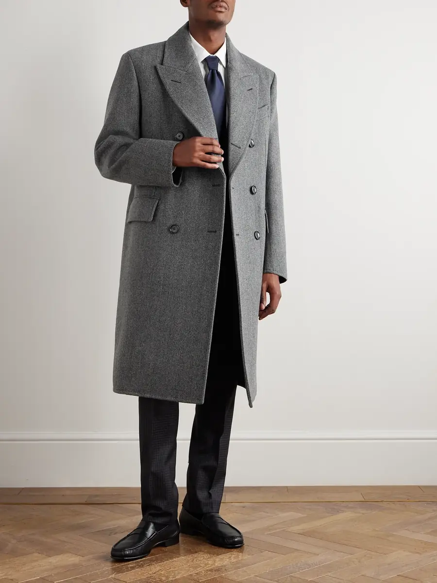 Tom Ford Double-Breasted Herringbone Wool Coat - Men | Thumbnail 2
