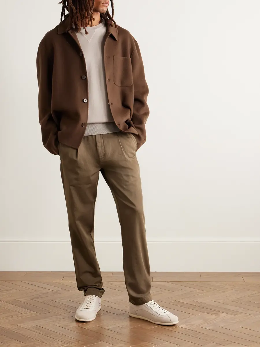 MR P. James Pleated Tapered Organic Cotton-Twill Trousers - Men | Thumbnail 2