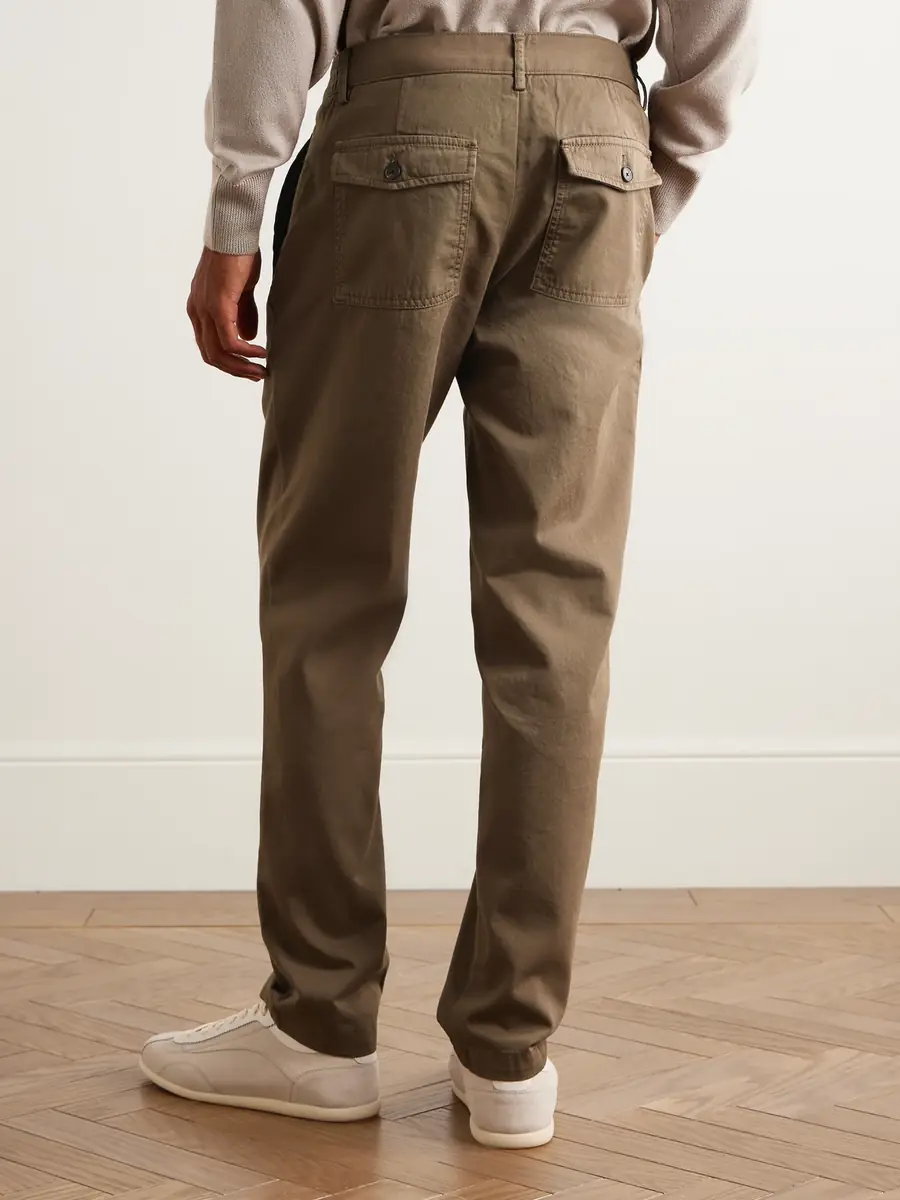 MR P. James Pleated Tapered Organic Cotton-Twill Trousers - Men | Thumbnail 4