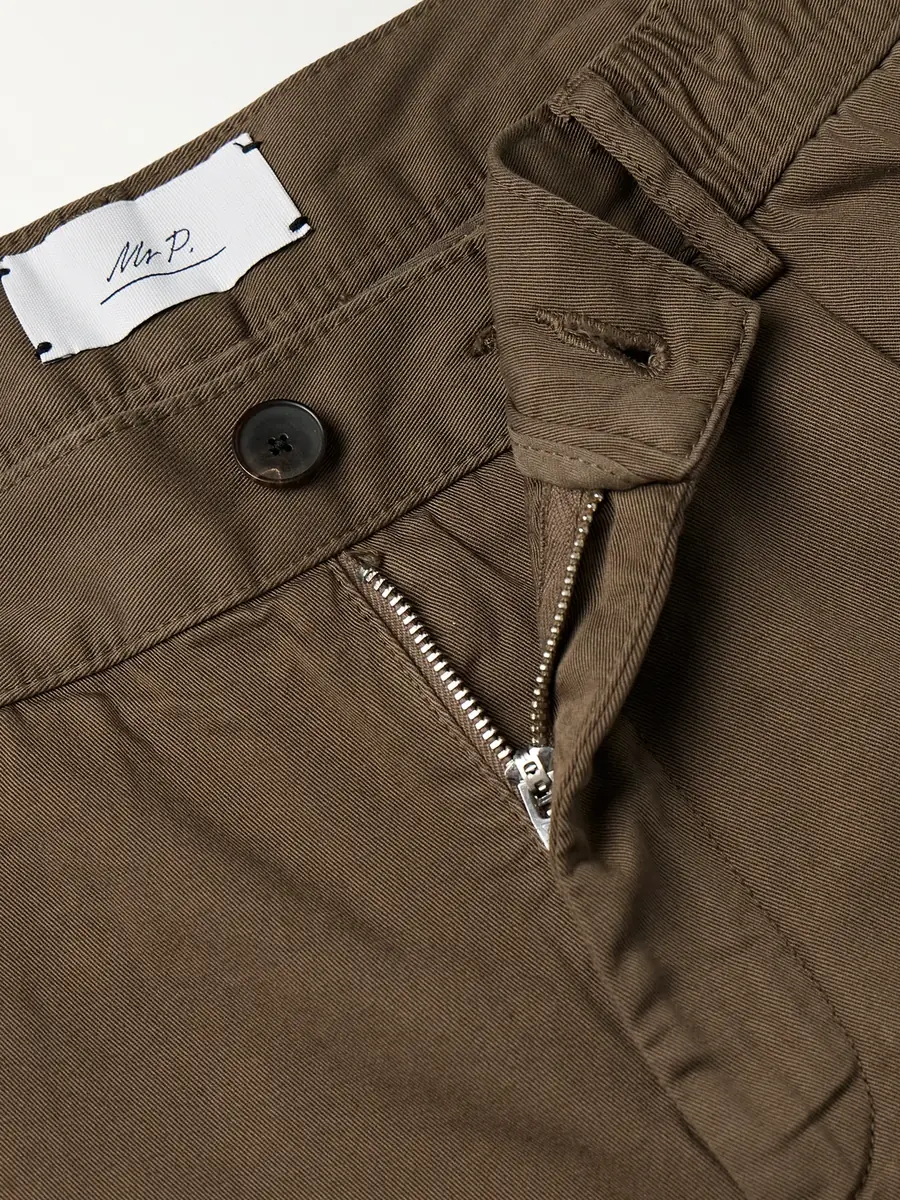 MR P. James Pleated Tapered Organic Cotton-Twill Trousers - Men | Thumbnail 6