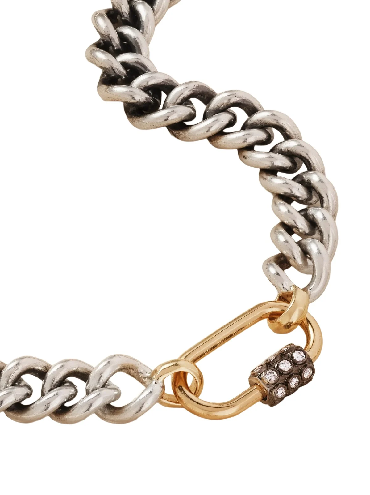 Marla Aaron Consuelo Lock + Mega Curb Chain Sterling Silver, 14-karat Gold And Diamond Necklace