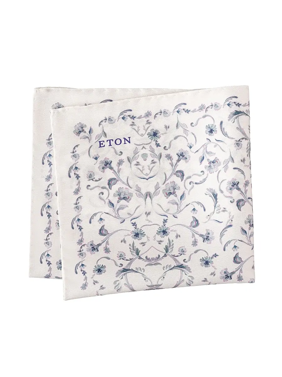 Eton Men's Floral Silk Pocket Square | Image 1 Eton Men's Floral Silk Pocket Square | Image 1