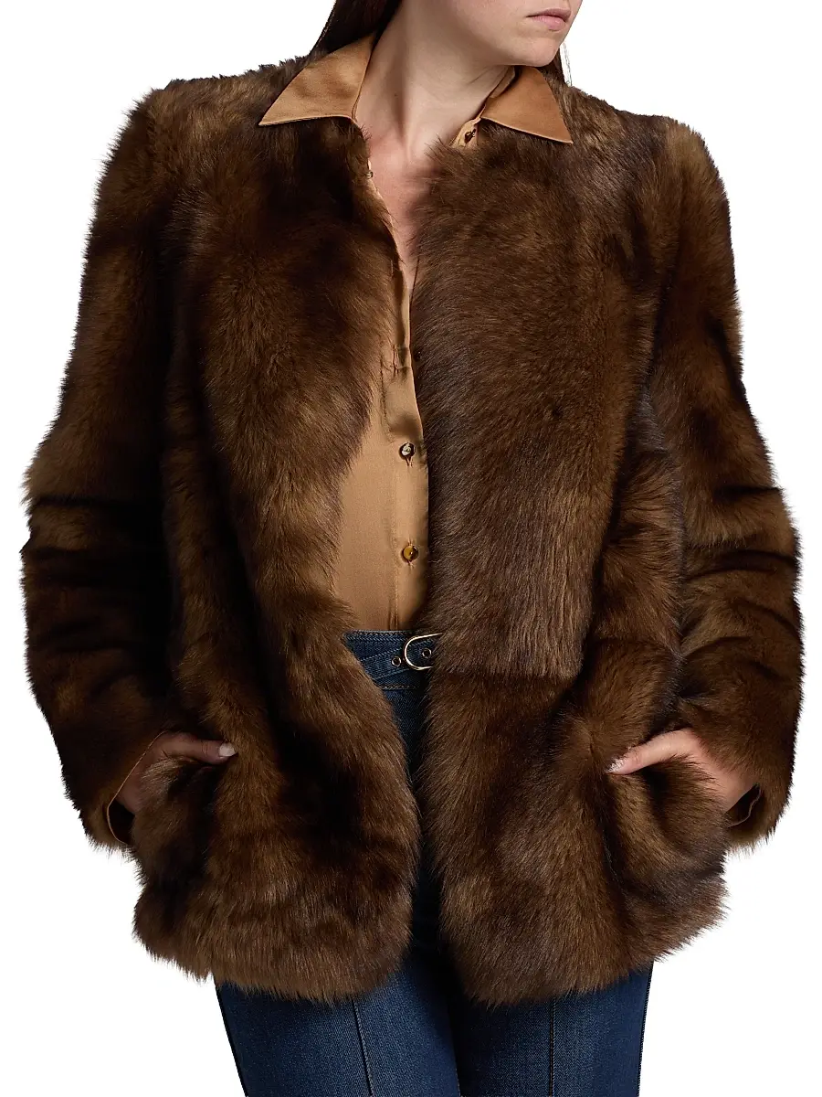 Zimmermann Women's Hypnotic Tip Shearling Jacket - Toffee | Thumbnail 6 Zimmermann Women's Hypnotic Tip Shearling Jacket - Toffee | Thumbnail 6