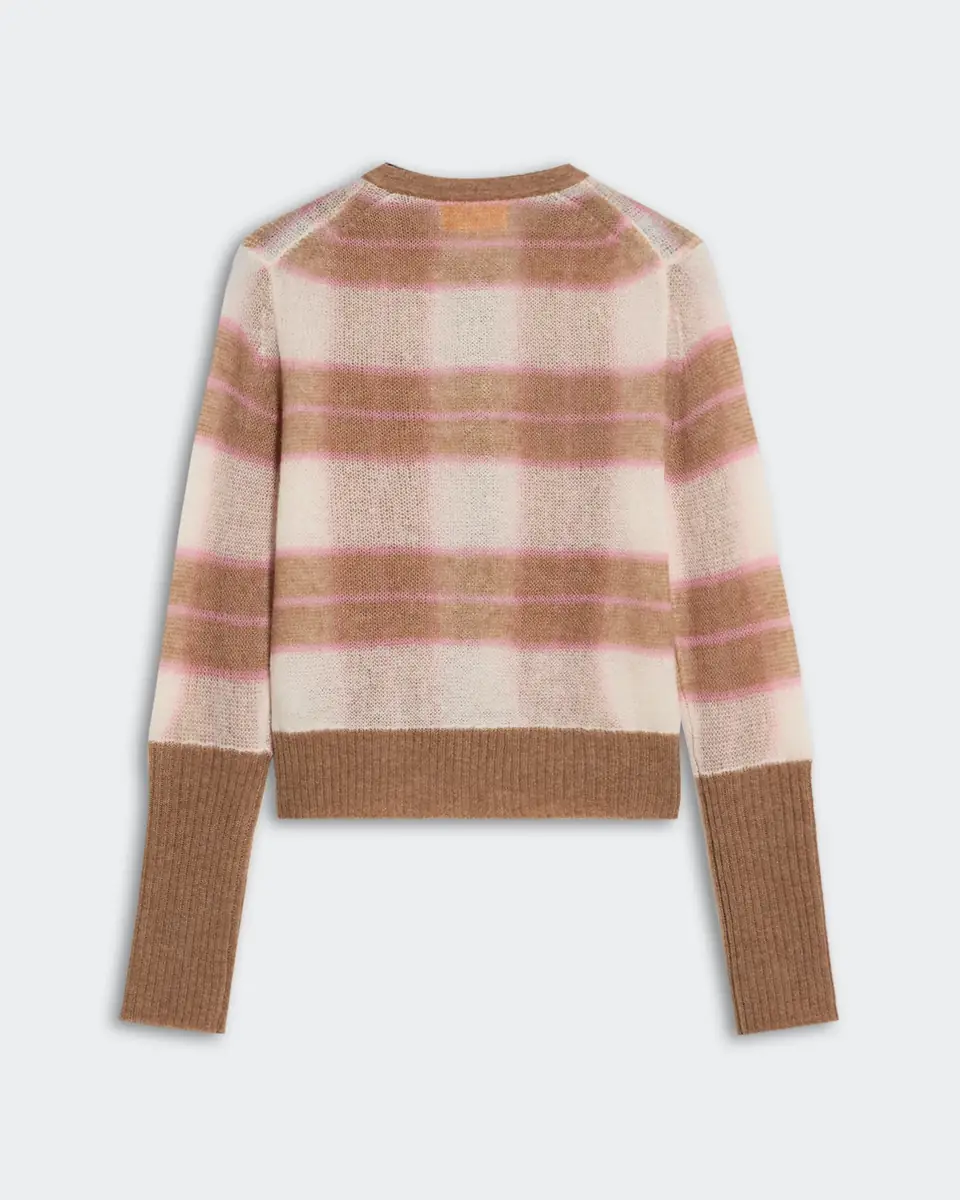 Guest In Residence Shadow Plaid Cardigan - Taupe Combo | Thumbnail 2 Guest In Residence Shadow Plaid Cardigan - Taupe Combo | Thumbnail 2