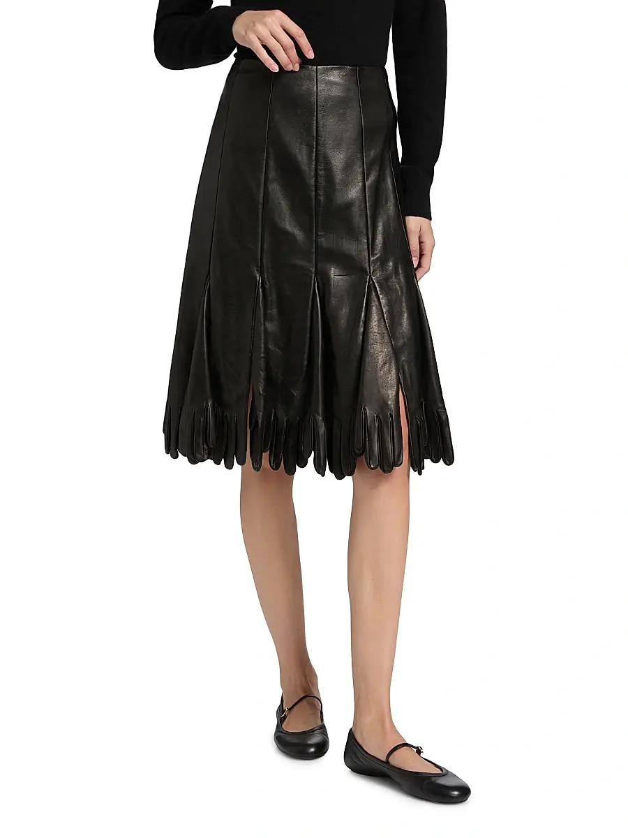 MOSCHINO Women's Leather Pleated Midi-Skirt | Thumbnail 3 MOSCHINO Women's Leather Pleated Midi-Skirt | Thumbnail 3