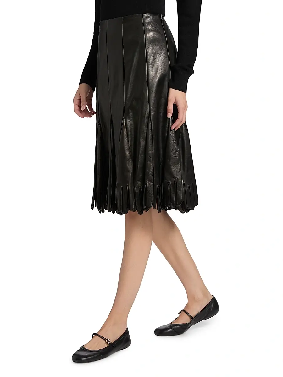 MOSCHINO Women's Leather Pleated Midi-Skirt | Thumbnail 4 MOSCHINO Women's Leather Pleated Midi-Skirt | Thumbnail 4
