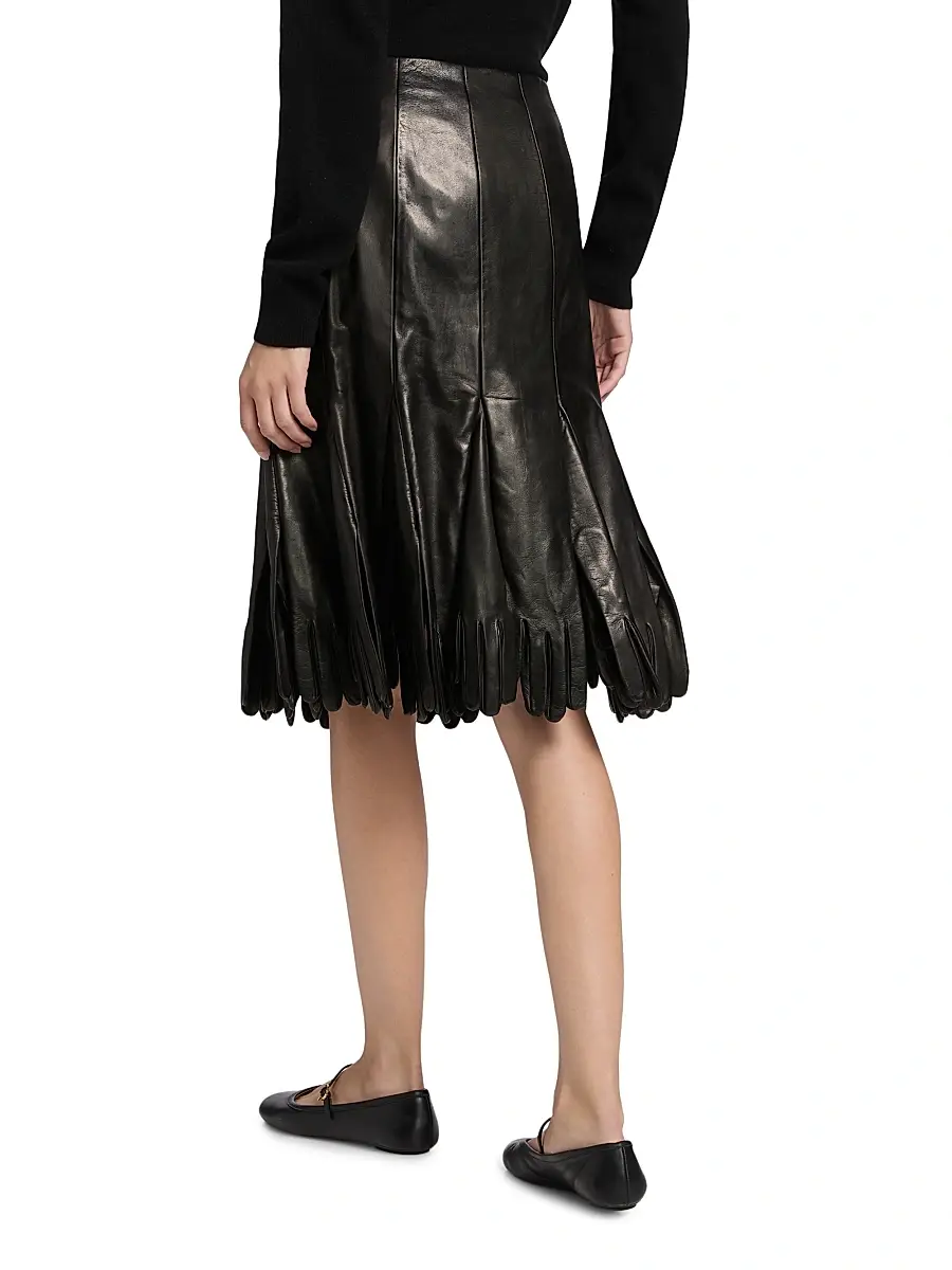 MOSCHINO Women's Leather Pleated Midi-Skirt | Thumbnail 5 MOSCHINO Women's Leather Pleated Midi-Skirt | Thumbnail 5
