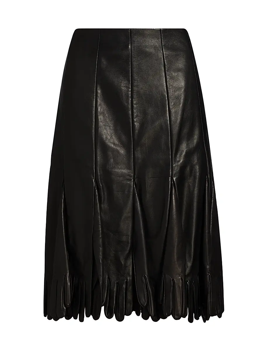 MOSCHINO Women's Leather Pleated Midi-Skirt