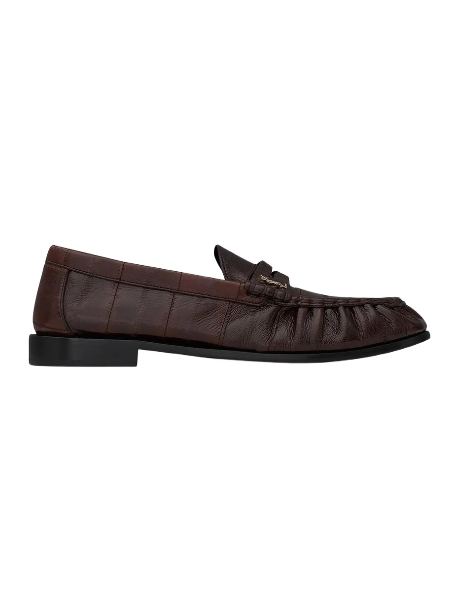 Saint Laurent Men's Men's Le Loafers Supple in Eel - Scotch Brown