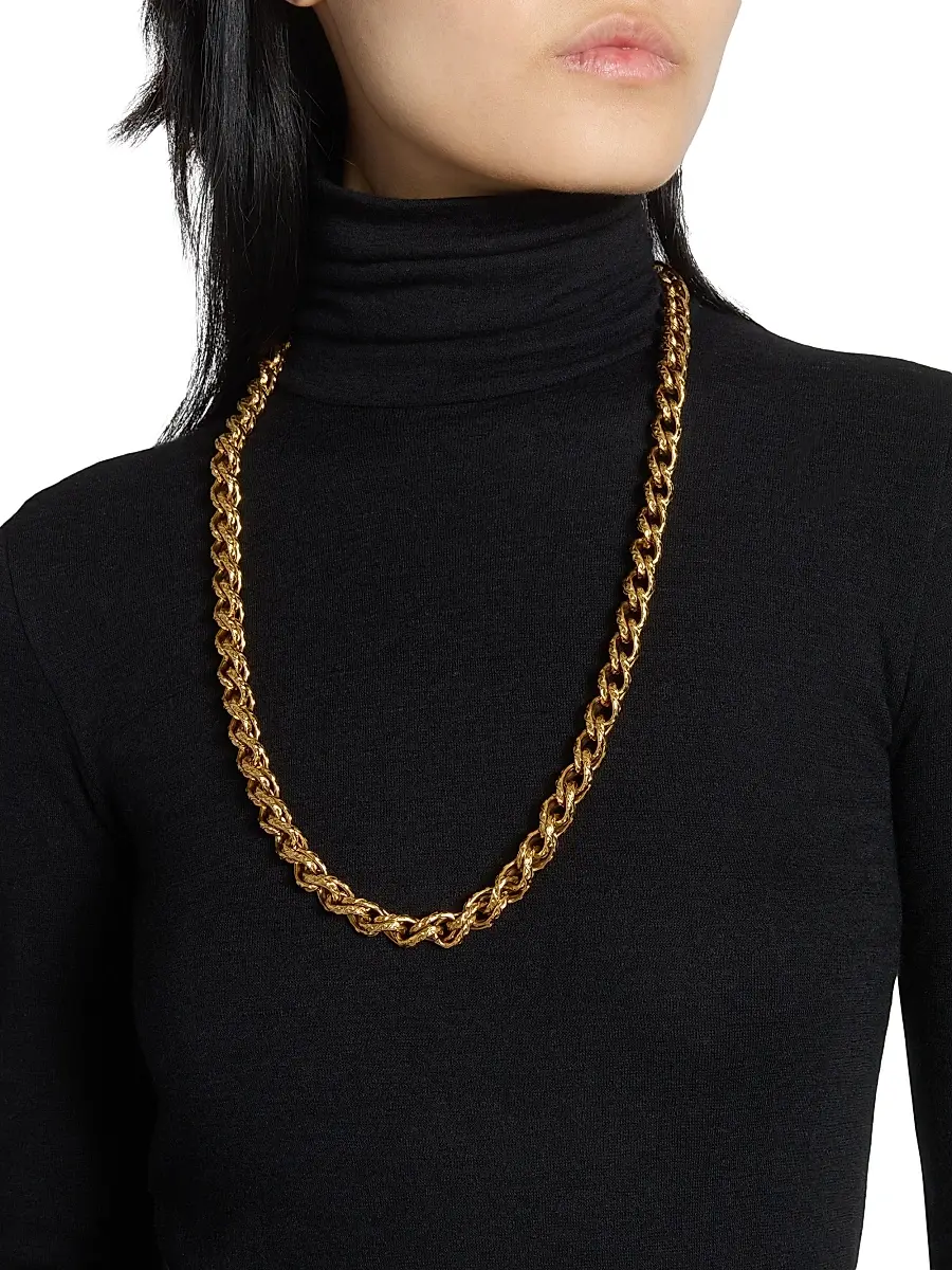 Saint Laurent Women's Rope-Chain Necklace in Metal - Brass Gold | Thumbnail 2 Saint Laurent Women's Rope-Chain Necklace in Metal - Brass Gold | Thumbnail 2
