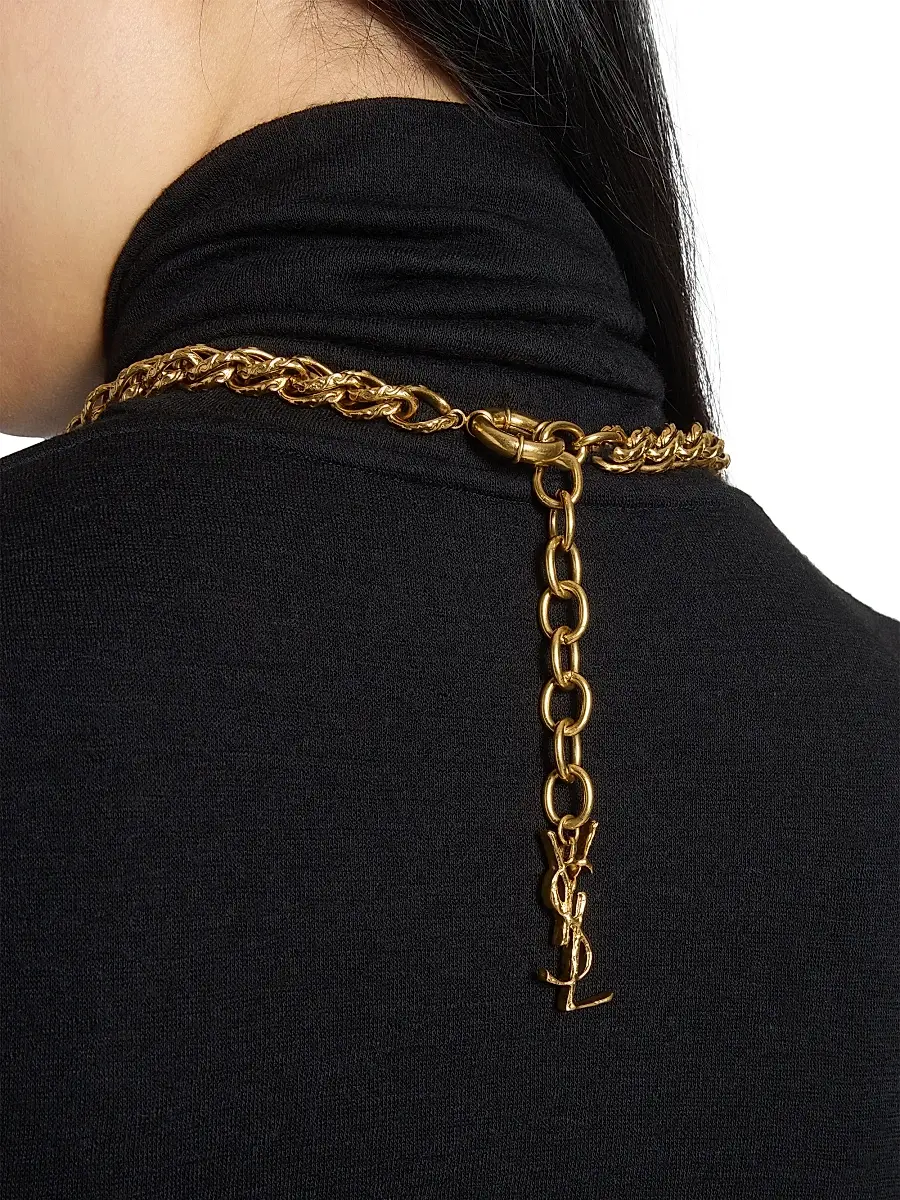 Saint Laurent Women's Rope-Chain Necklace in Metal - Brass Gold | Thumbnail 3 Saint Laurent Women's Rope-Chain Necklace in Metal - Brass Gold | Thumbnail 3