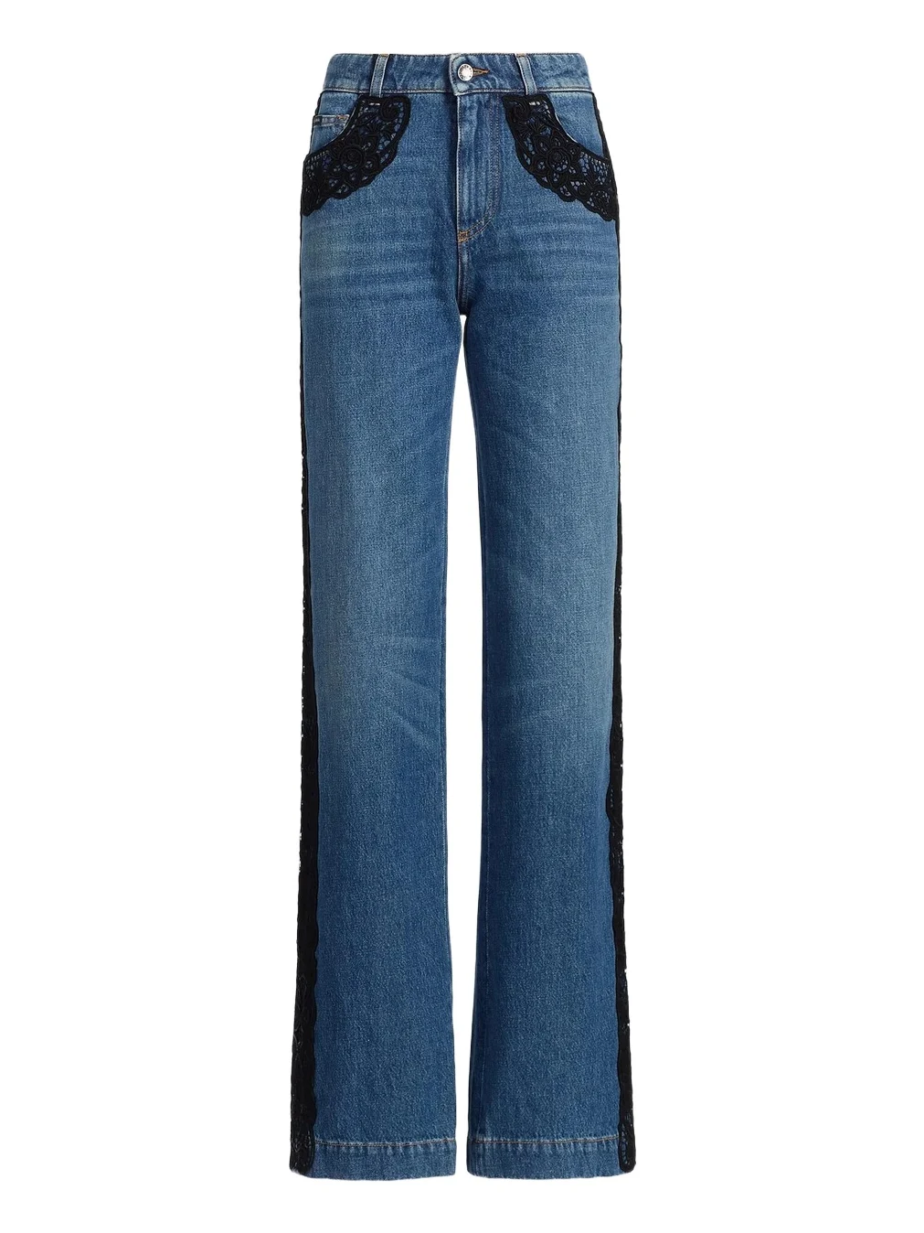 Women's Lace-Trimmed Straight Mid-Rise Jeans Women's Lace-Trimmed Straight Mid-Rise Jeans