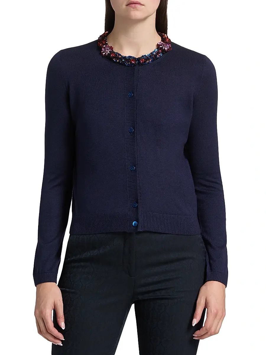 Etro Women's Jeweled Neckline Cardigan | Thumbnail 3
