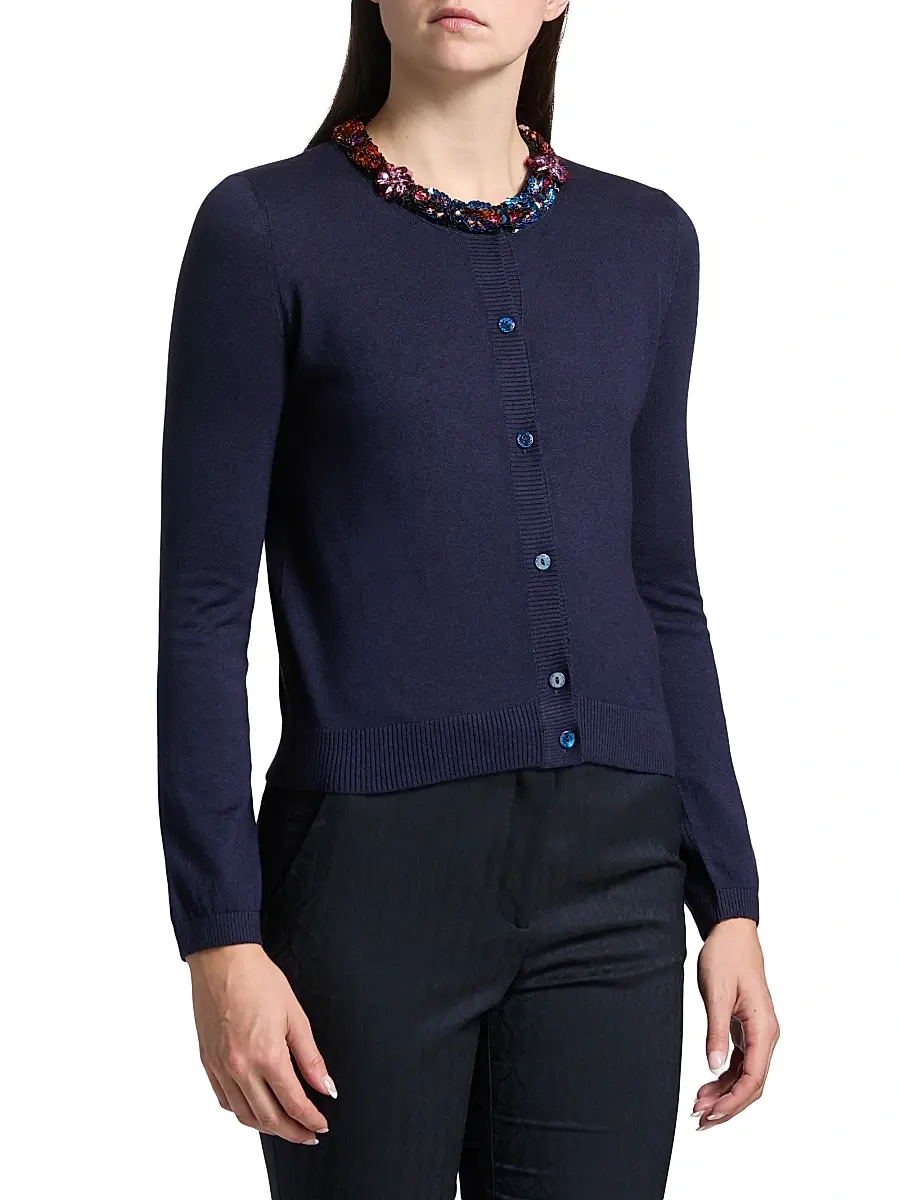 Etro Women's Jeweled Neckline Cardigan | Thumbnail 4