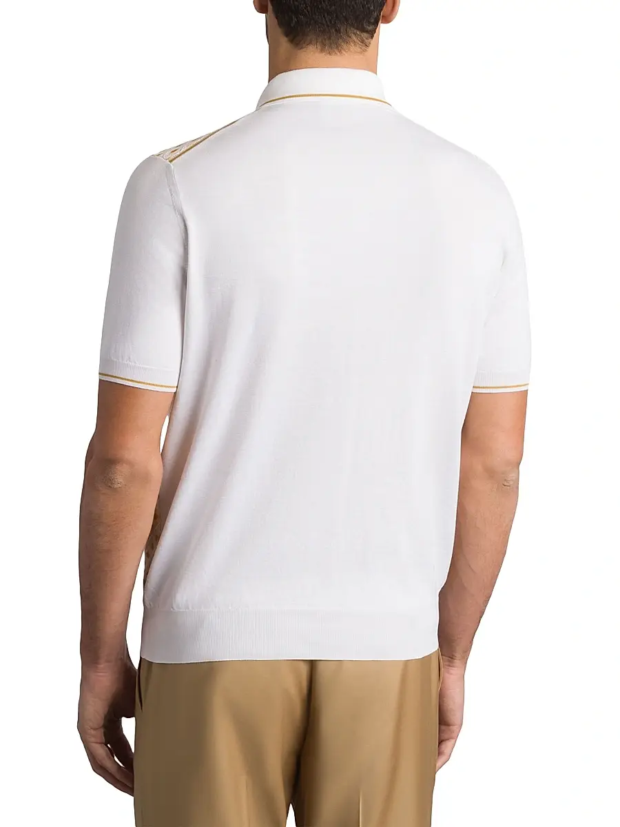 Stefano Ricci Men's Cotton Silk Zip Polo Shirt - Green | Thumbnail 3 Stefano Ricci Men's Cotton Silk Zip Polo Shirt - Green | Thumbnail 3