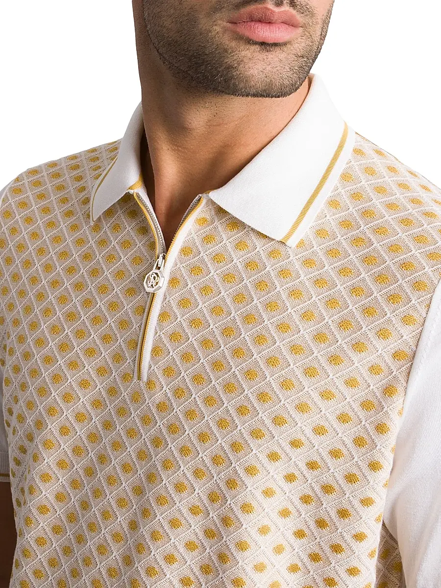 Stefano Ricci Men's Cotton Silk Zip Polo Shirt - Green | Thumbnail 4 Stefano Ricci Men's Cotton Silk Zip Polo Shirt - Green | Thumbnail 4