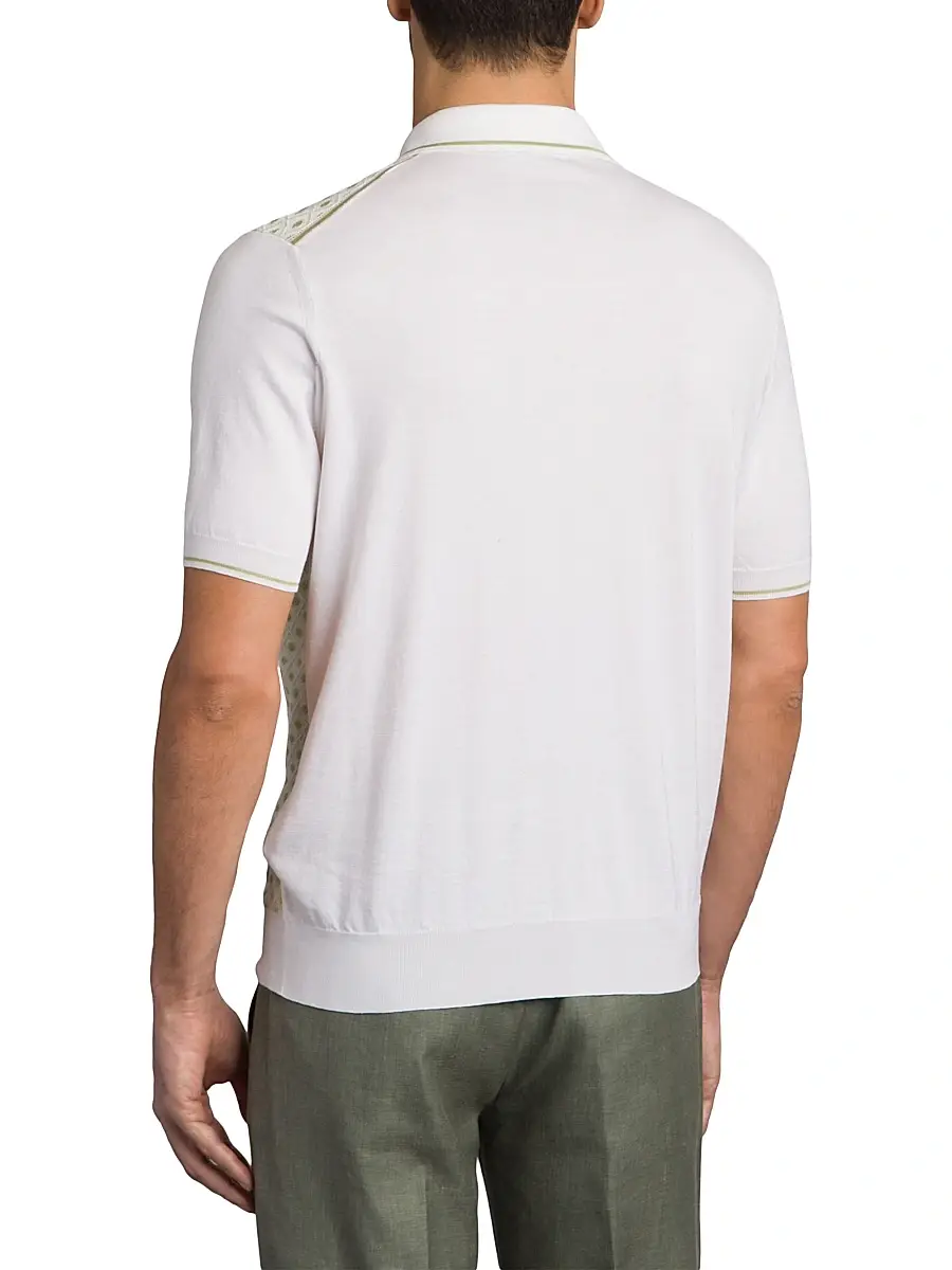 Stefano Ricci Men's Cotton Silk Zip Polo Shirt - Green | Thumbnail 10 Stefano Ricci Men's Cotton Silk Zip Polo Shirt - Green | Thumbnail 10