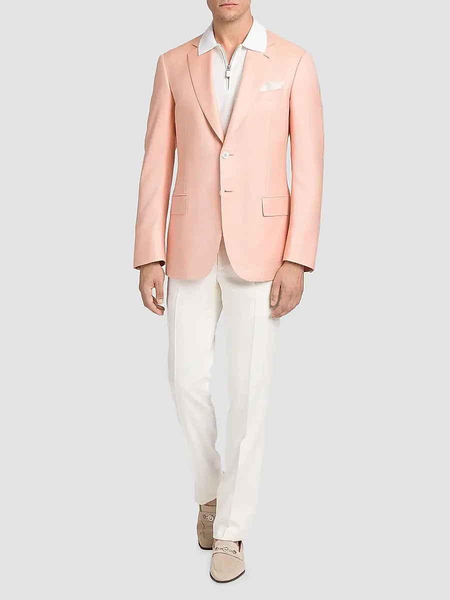 Stefano Ricci Men's Classic 2 Button Blazer in Cashmere and Silk - Orange | Thumbnail 9 Stefano Ricci Men's Classic 2 Button Blazer in Cashmere and Silk - Orange | Thumbnail 9