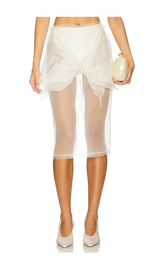 Milkwhite x REVOLVE Organza Midi Skirt With Big Bow | Image 1 Milkwhite x REVOLVE Organza Midi Skirt With Big Bow | Image 1