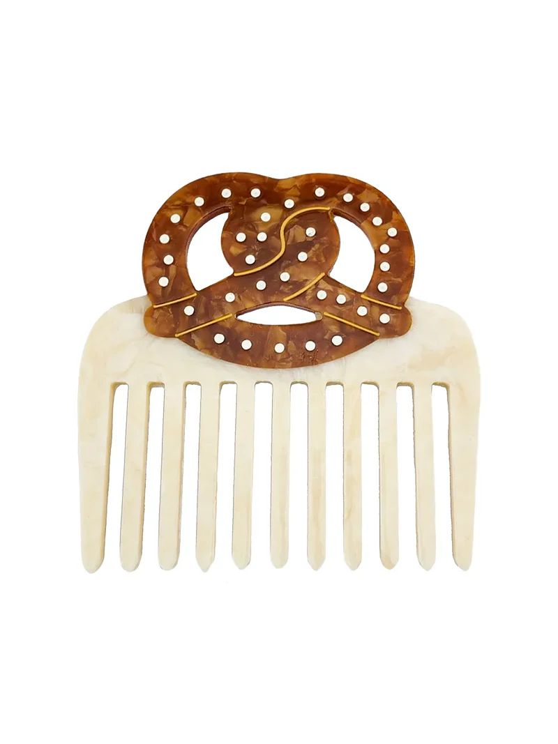 Hand-painted Pretzel Pocket Hair Comb
