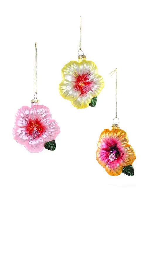 Set Of 3 Hibiscus Ornaments