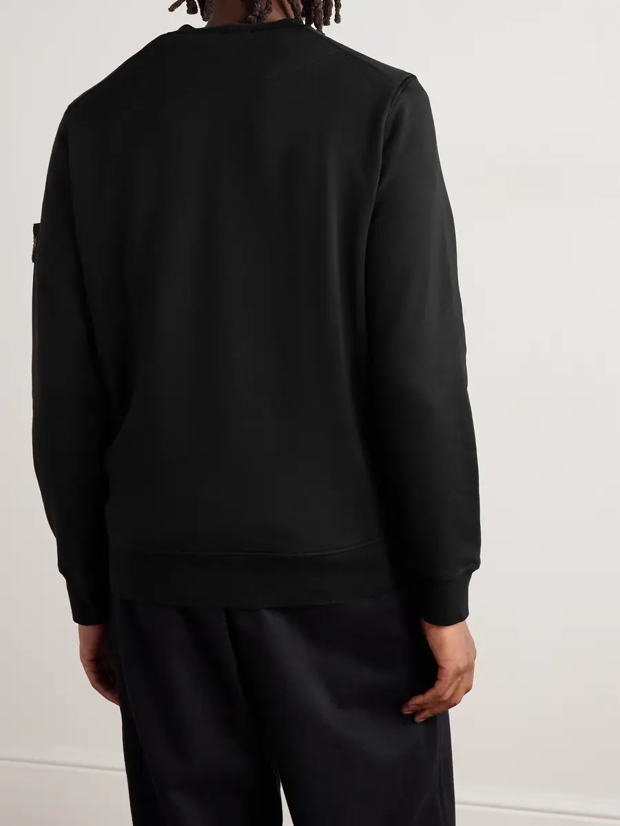 Stone Island Logo-Appliquèd Garment-Dyed Organic Cotton-Jersey Sweatshirt - Men | Thumbnail 3