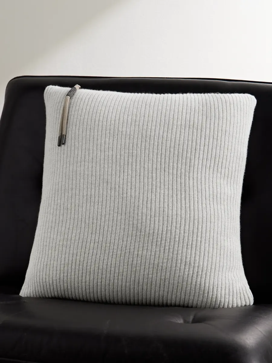 Brunello Cucinelli Bead-Embellished Ribbed Cashmere Cushion - Men