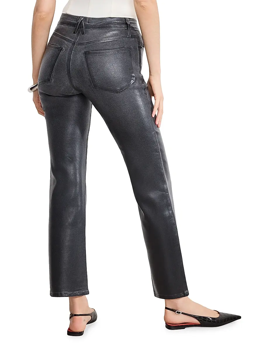 GOOD AMERICAN Women's Good Legs Soft Tech Straight-Leg Coated Jeans | Thumbnail 4 GOOD AMERICAN Women's Good Legs Soft Tech Straight-Leg Coated Jeans | Thumbnail 4