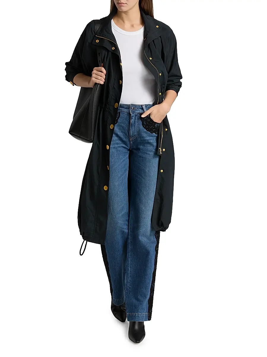 L'AGENCE Women's Toshi Windbreaker Trench Coat - Black | Thumbnail 2