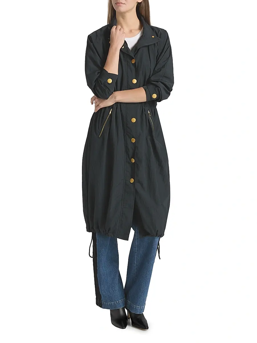 L'AGENCE Women's Toshi Windbreaker Trench Coat - Black | Thumbnail 3