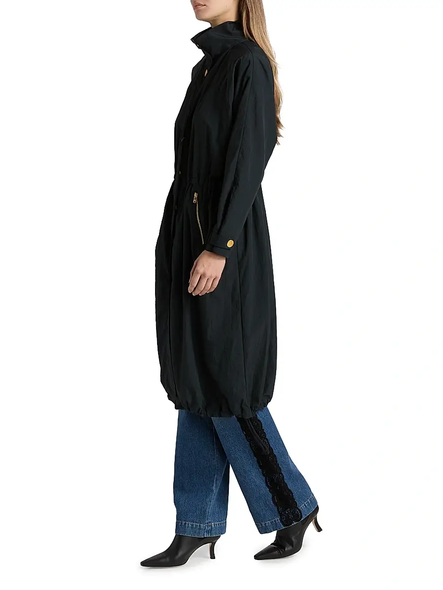 L'AGENCE Women's Toshi Windbreaker Trench Coat - Black | Thumbnail 4