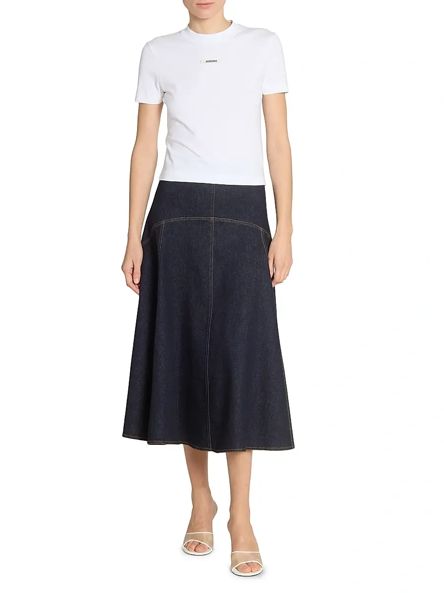 Jacquemus Women's Le TShirt Gros Grain Logo T-Shirt - White | Thumbnail 2