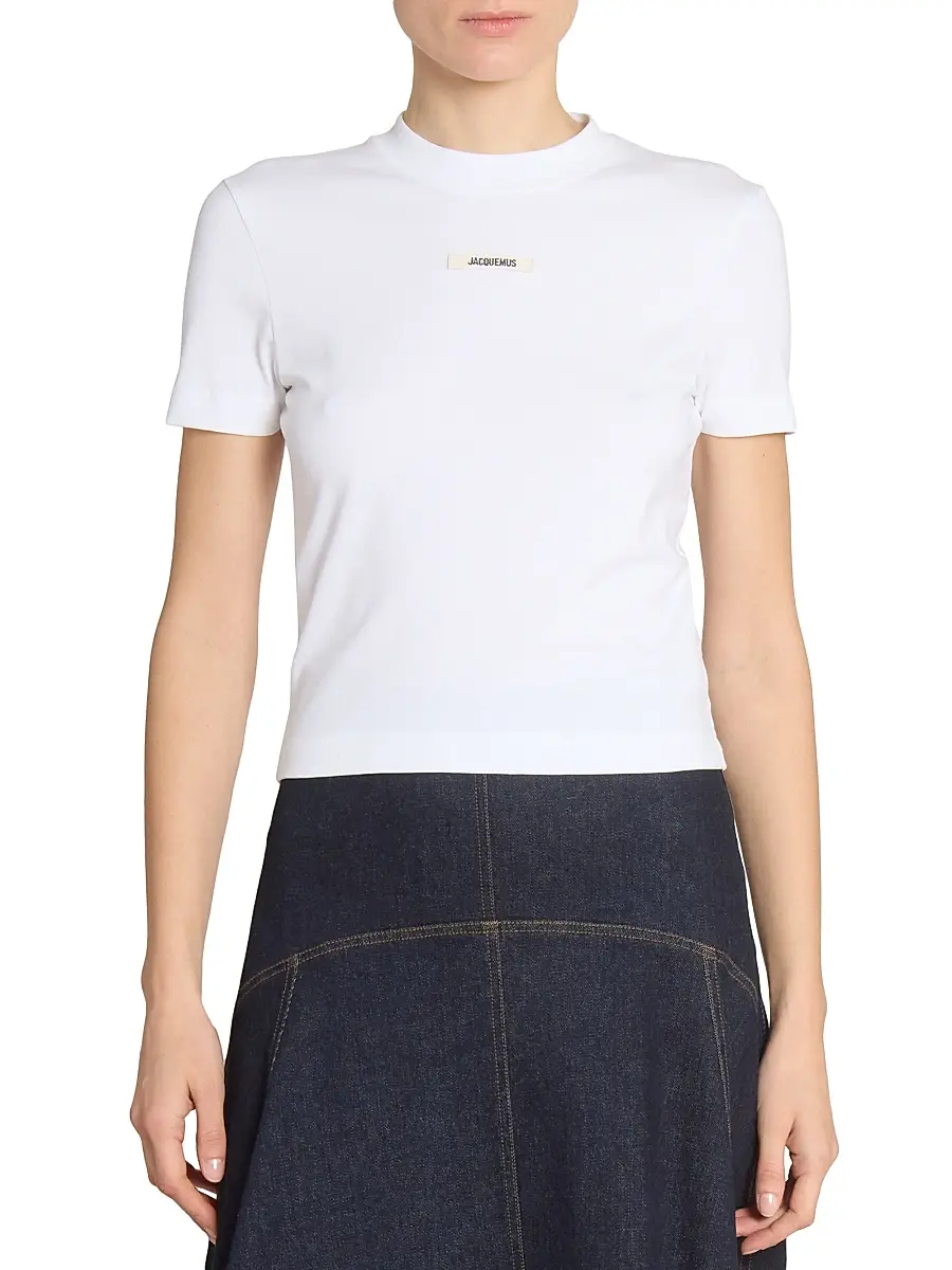 Jacquemus Women's Le TShirt Gros Grain Logo T-Shirt - White | Thumbnail 3