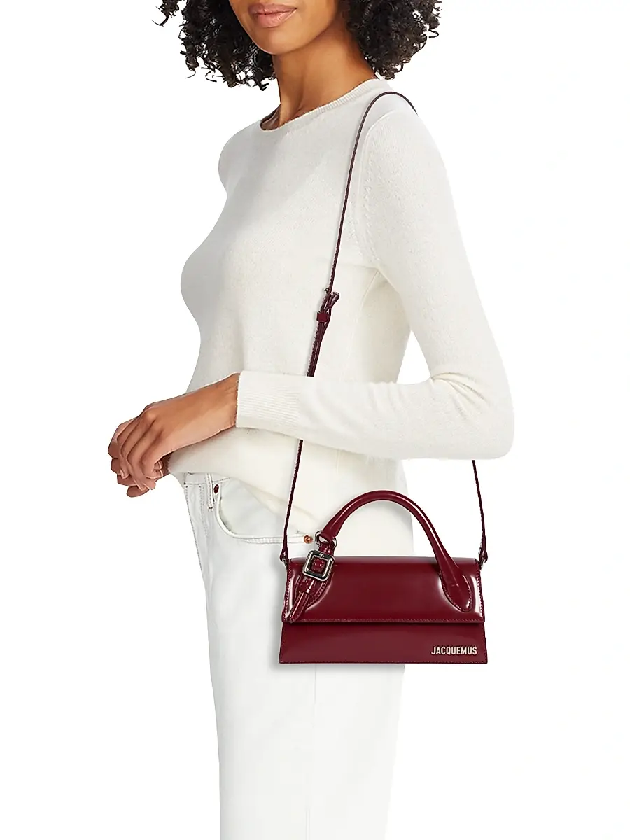Jacquemus Women's Le Chiquito Long Leather Top Handle Bag - Burgundy | Thumbnail 2