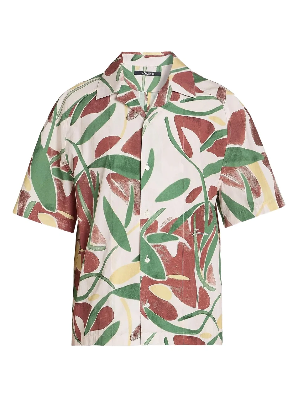 Jacquemus Men's Printed Cotton Camp Shirt