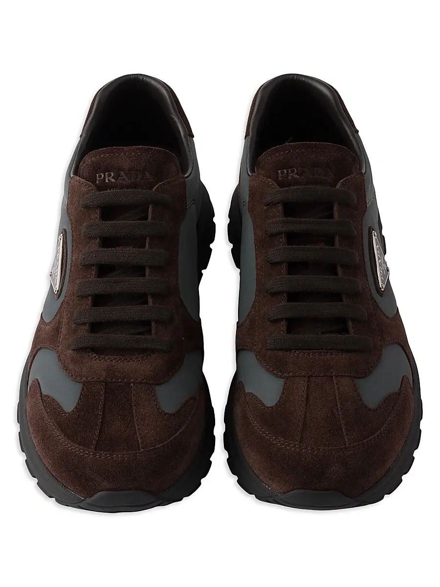 Prada Women's Suede and Re-Nylon Sneakers - Dark Brown | Thumbnail 2 Prada Women's Suede and Re-Nylon Sneakers - Dark Brown | Thumbnail 2